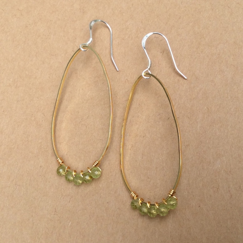 handcrafted Sundance charm natural Peridot Sterling silver gold plated earrings - Picture 7 of 11